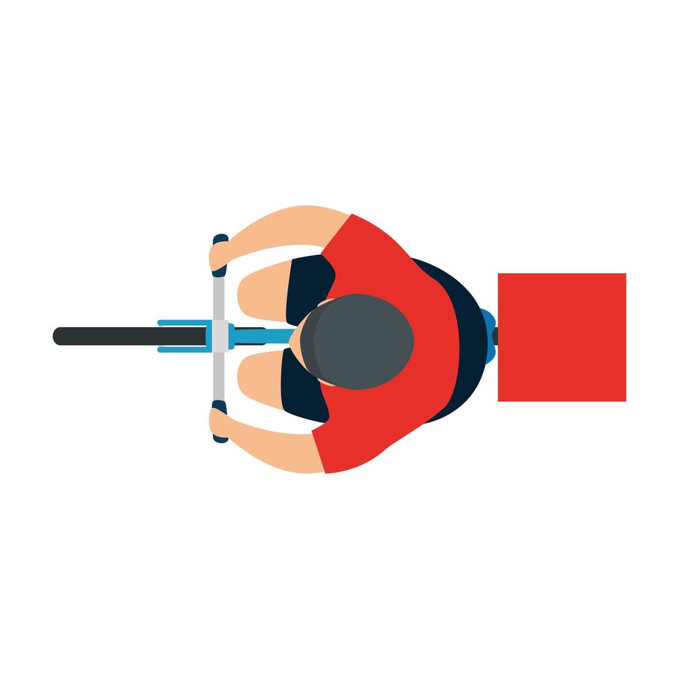 view aerial of, courier worker in bike vector
