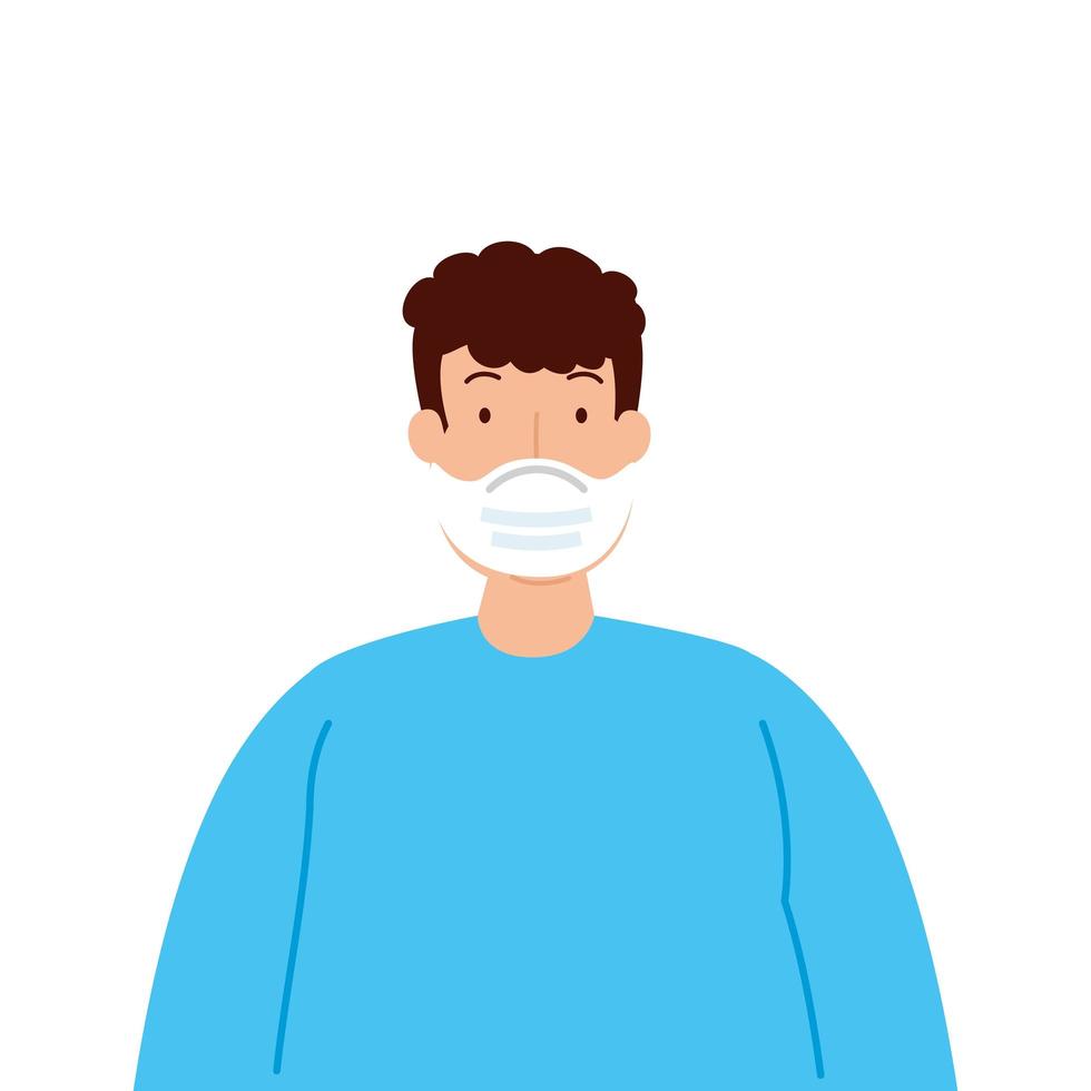 man using protective surgical mask for covid 19 prevention vector