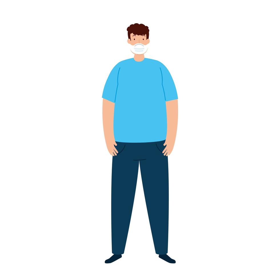 man using protective surgical mask for covid 19 prevention vector