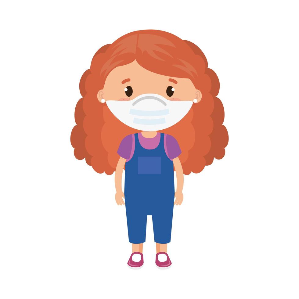 cute girl using face mask isolated icon vector