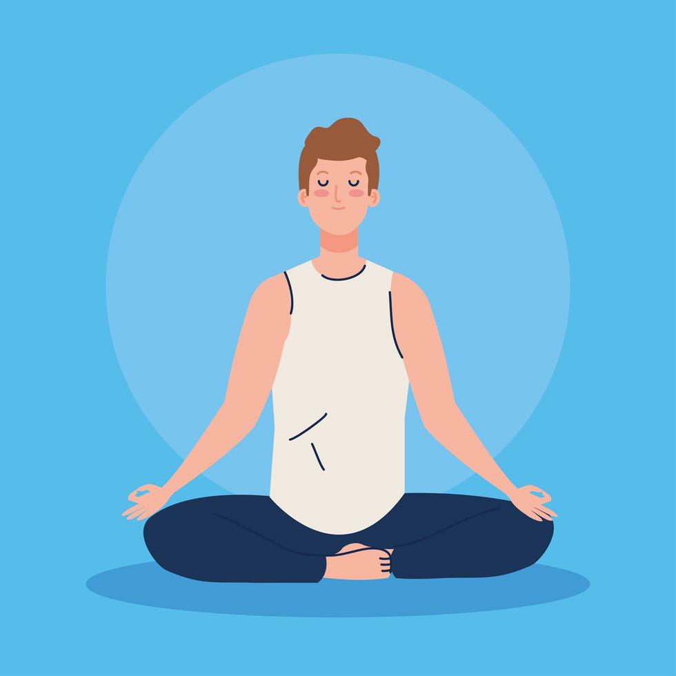 man meditating, concept for yoga, meditation, relax, healthy lifestyle vector