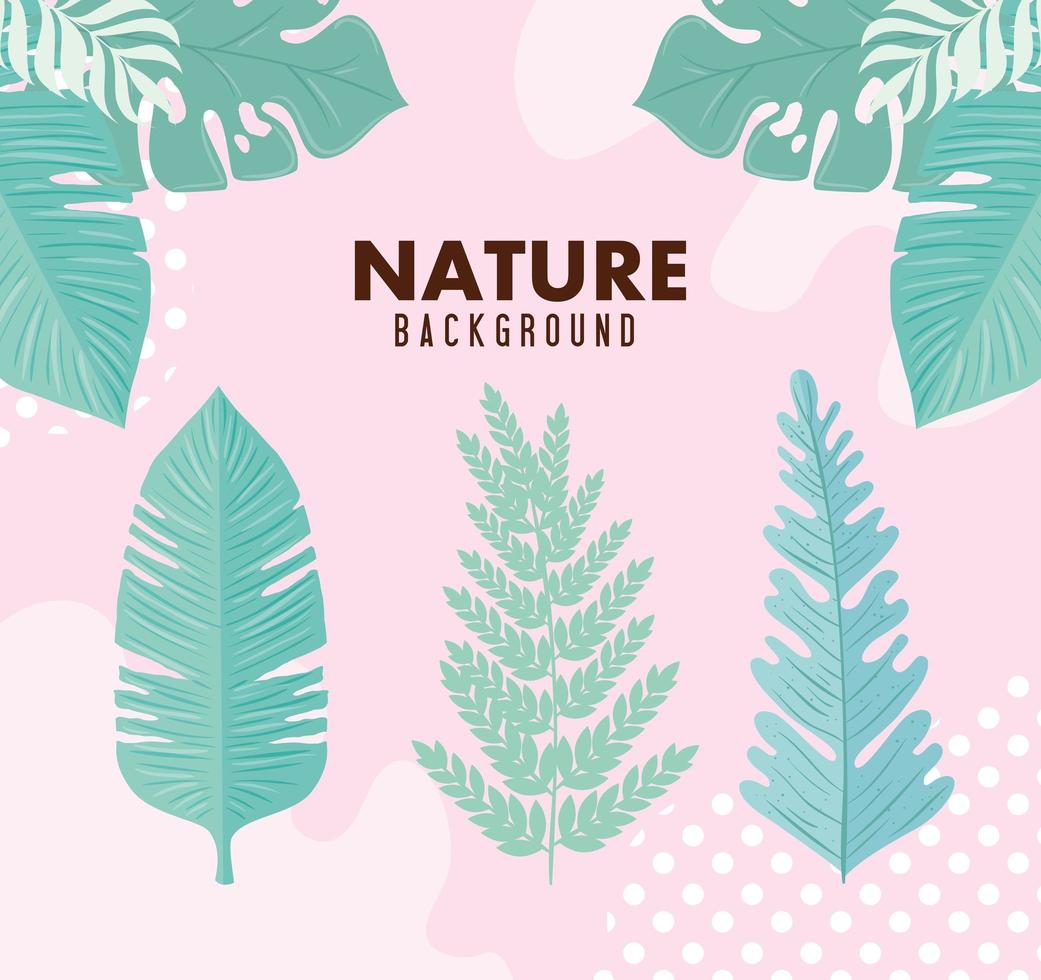 nature background, branches with tropical nature leaves of pastel color vector