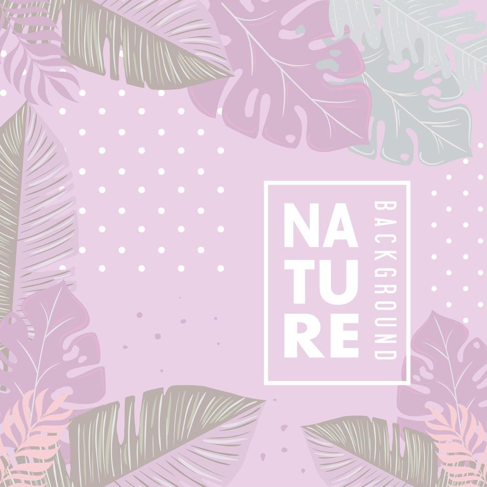 fondo natural de color rosa pastel, hojas de naturaleza tropical vector