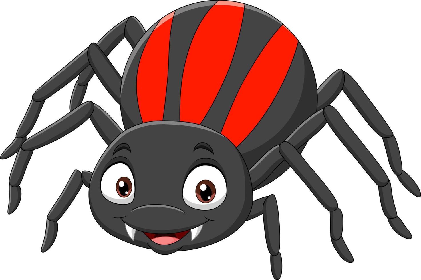 Cartoon funny spider on white background vector