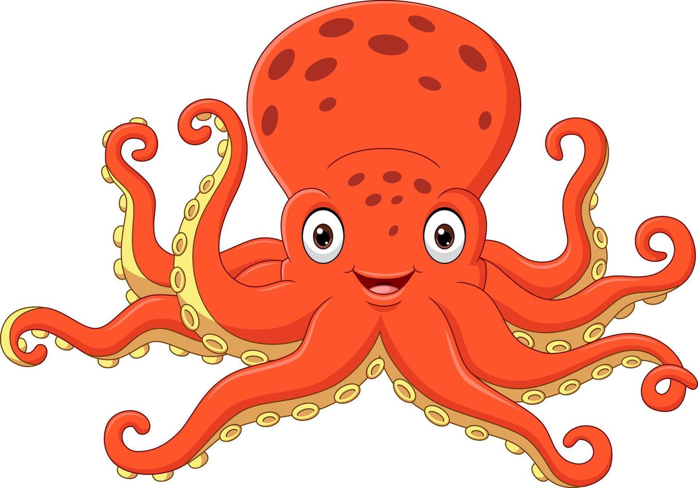 Cartoon happy octopus on white background vector