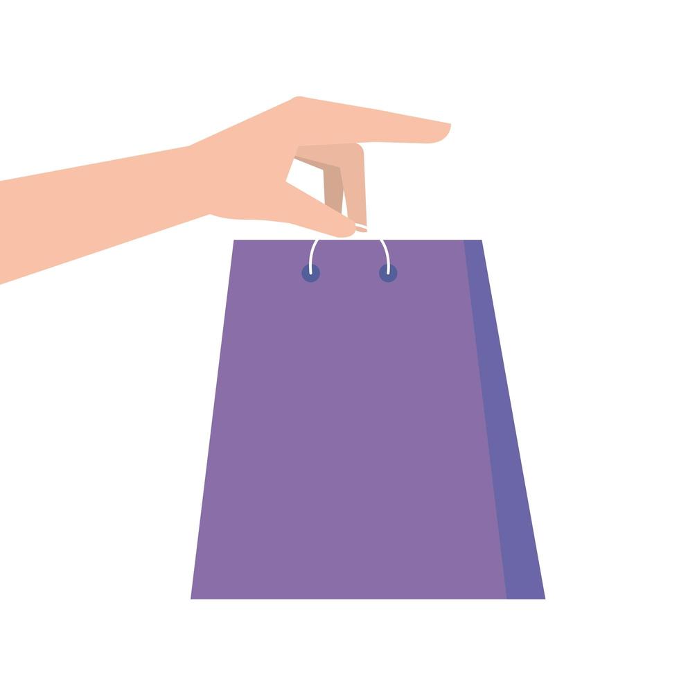 hand holding shopping bag vector design