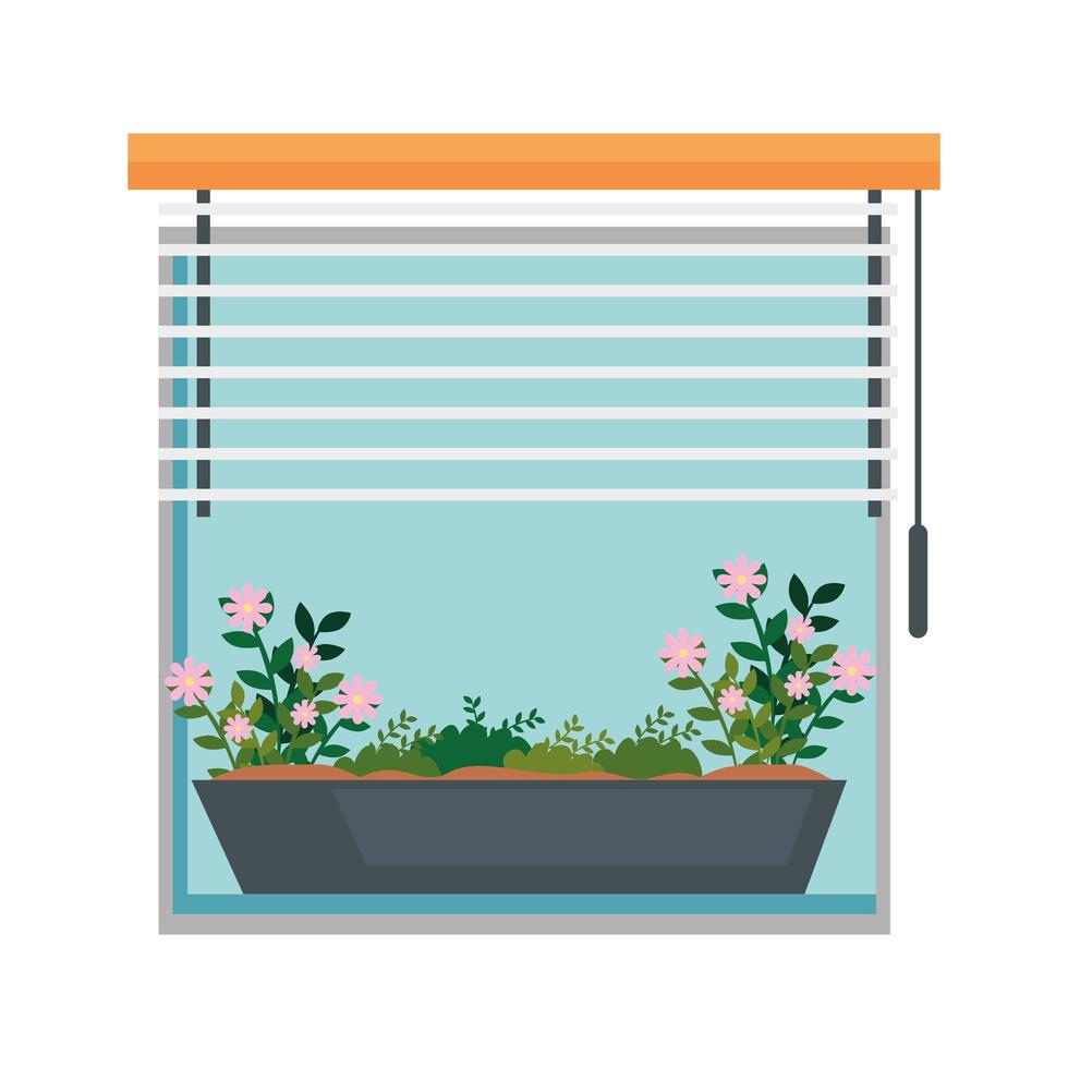 window for interior and exterior, with pot plant nature decoration, isolated icon vector