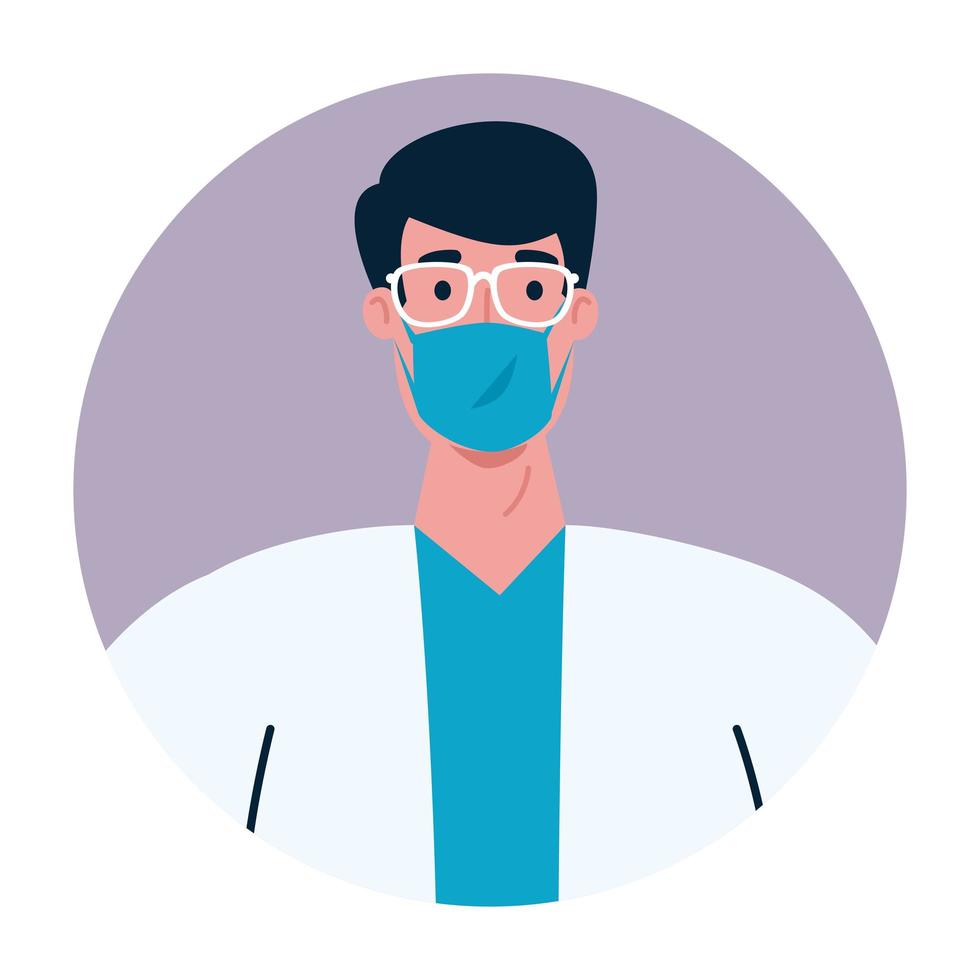 male doctor with mask vector design