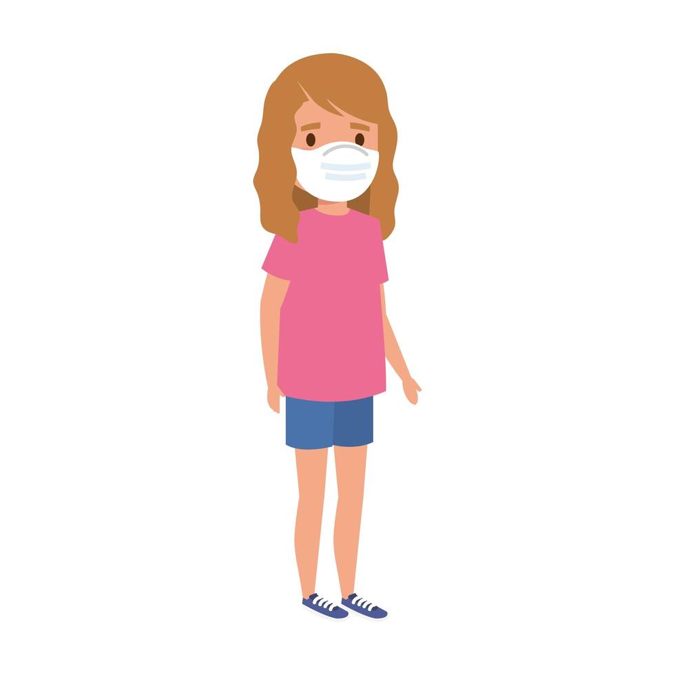 girl using face mask isolated icon vector