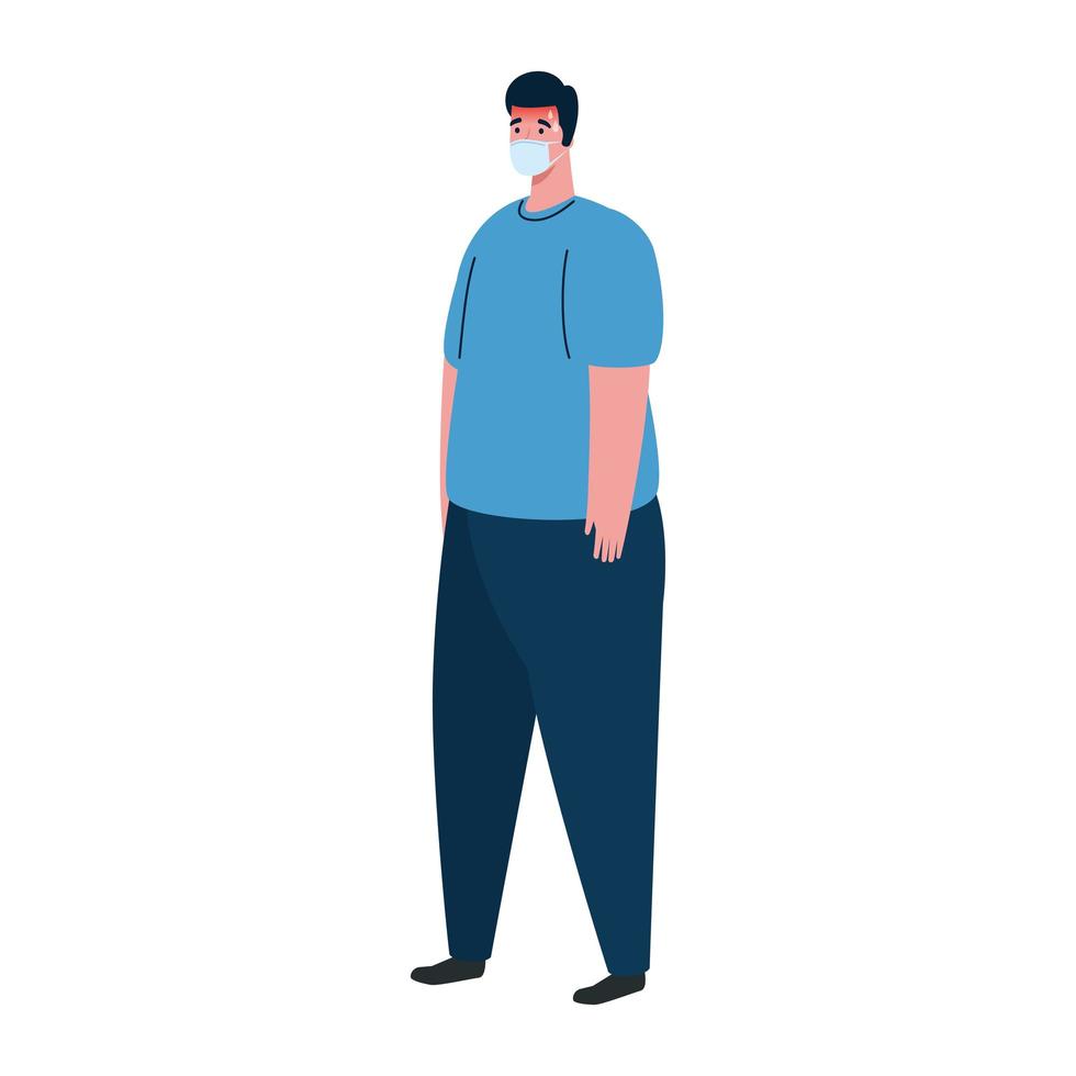 man wearing protective medical mask against covid 19 vector