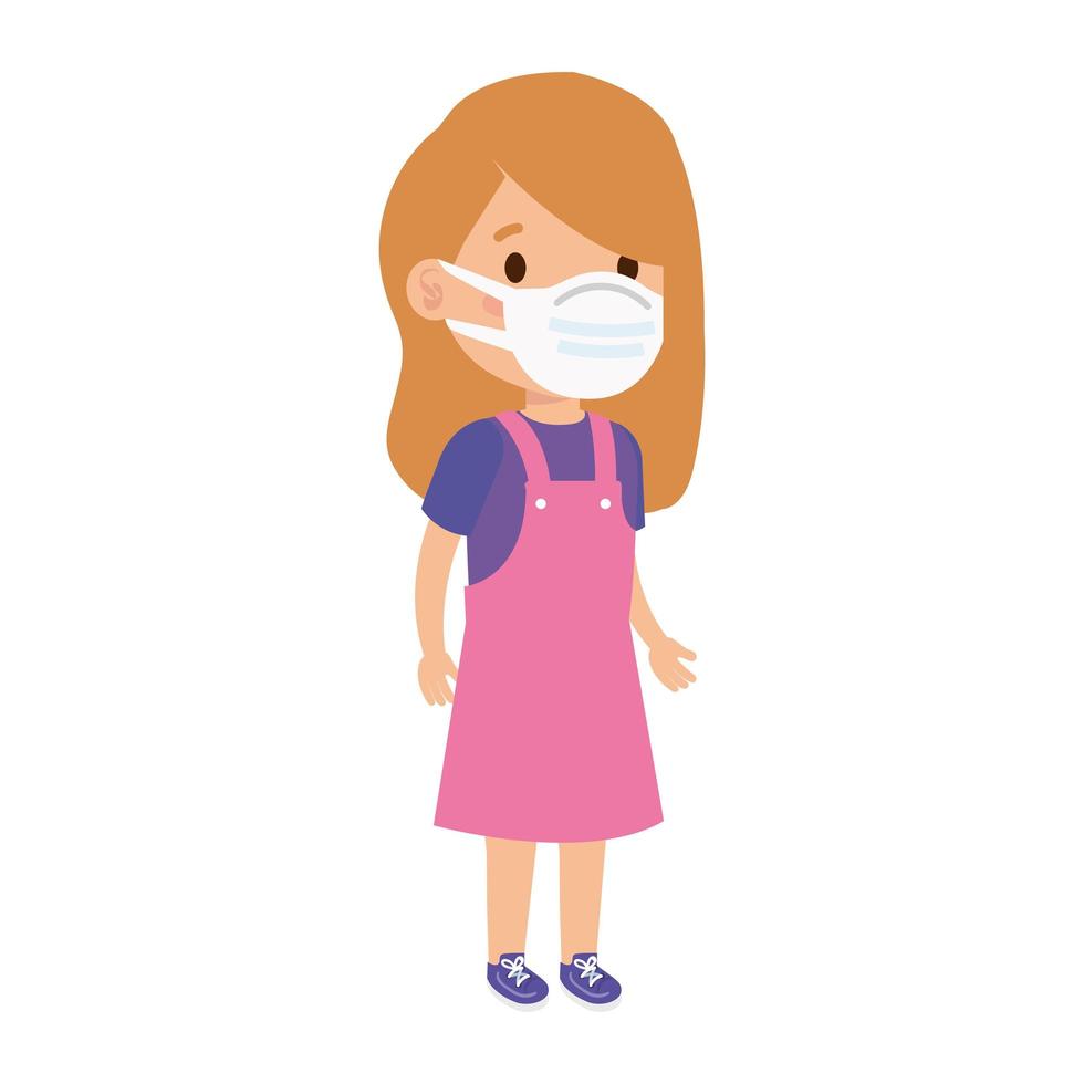 cute girl using face mask isolated icon vector