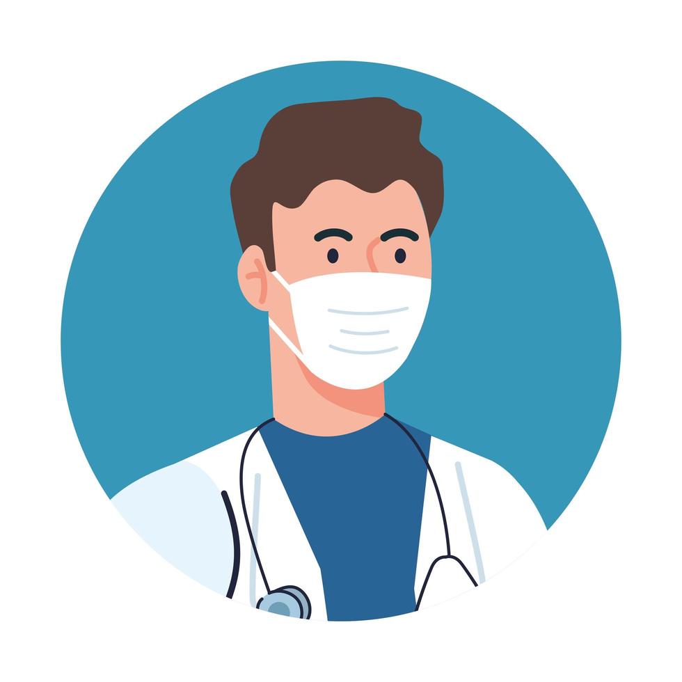 male doctor with mask vector design