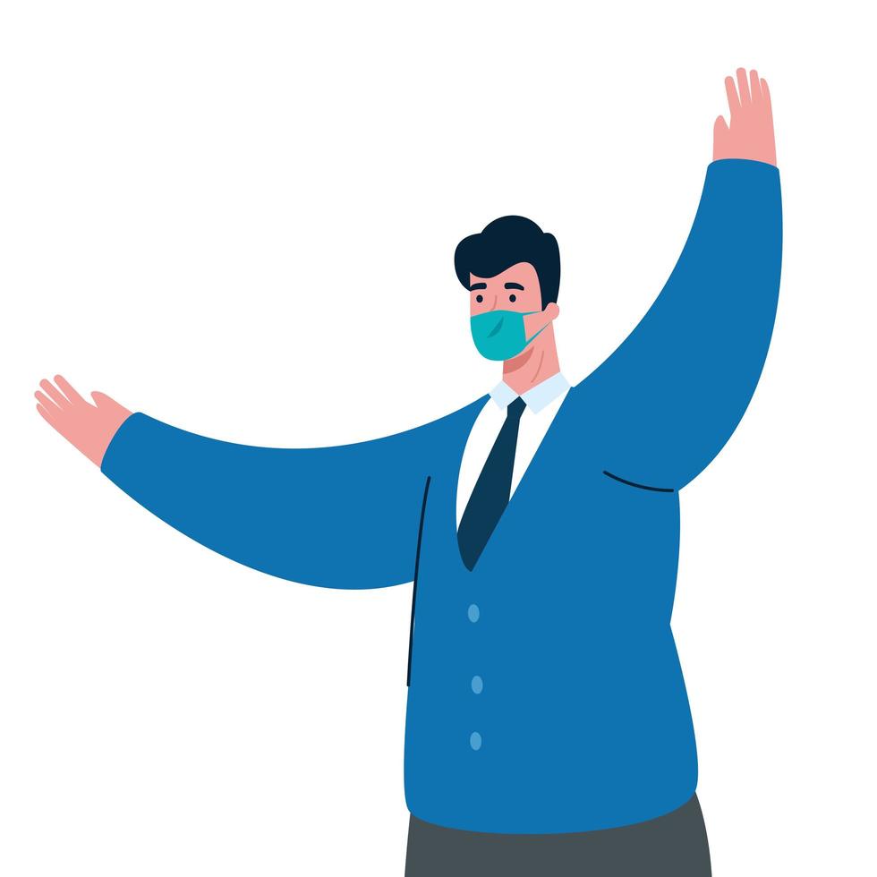 businessman with medical mask and nectkie vector design