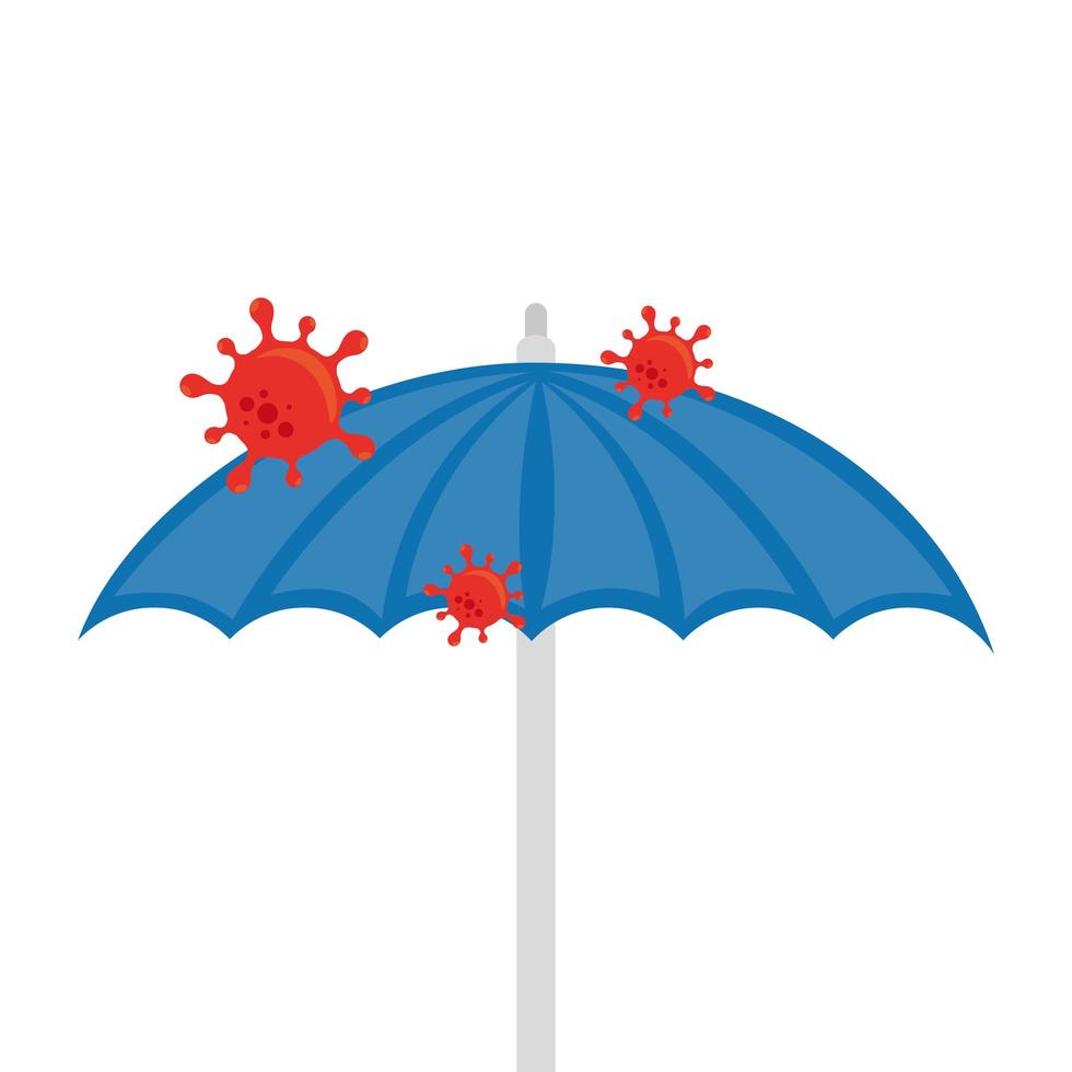 Covid 19 virus over umbrella vector design