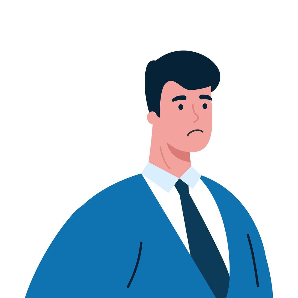 triste hombre de negocios avatar vector diseño