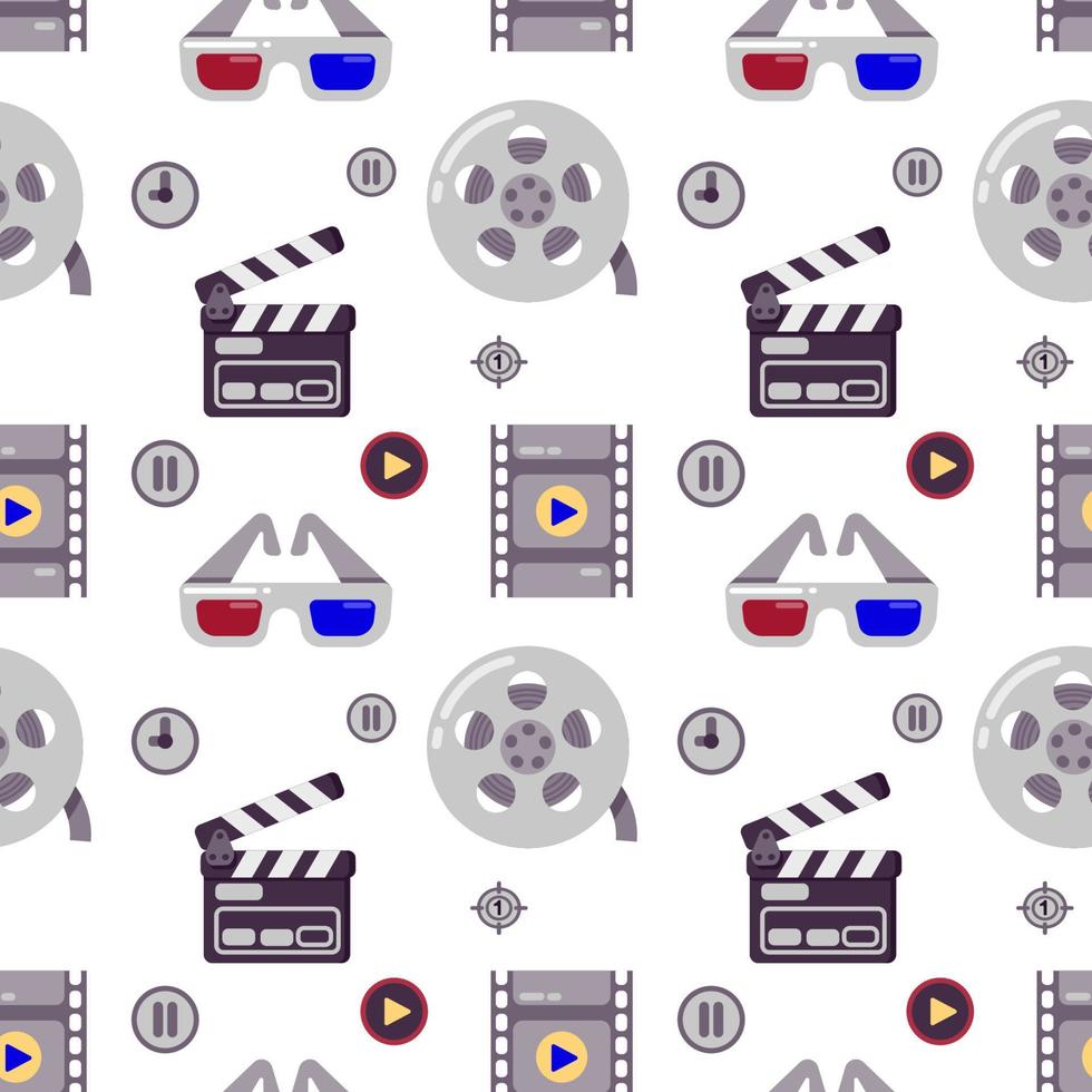 Cinema seamless pattern. Could be used for web site, banner, invitation, wallpaper, wrapping paper, corporative design. Vector illustration isolated on white.