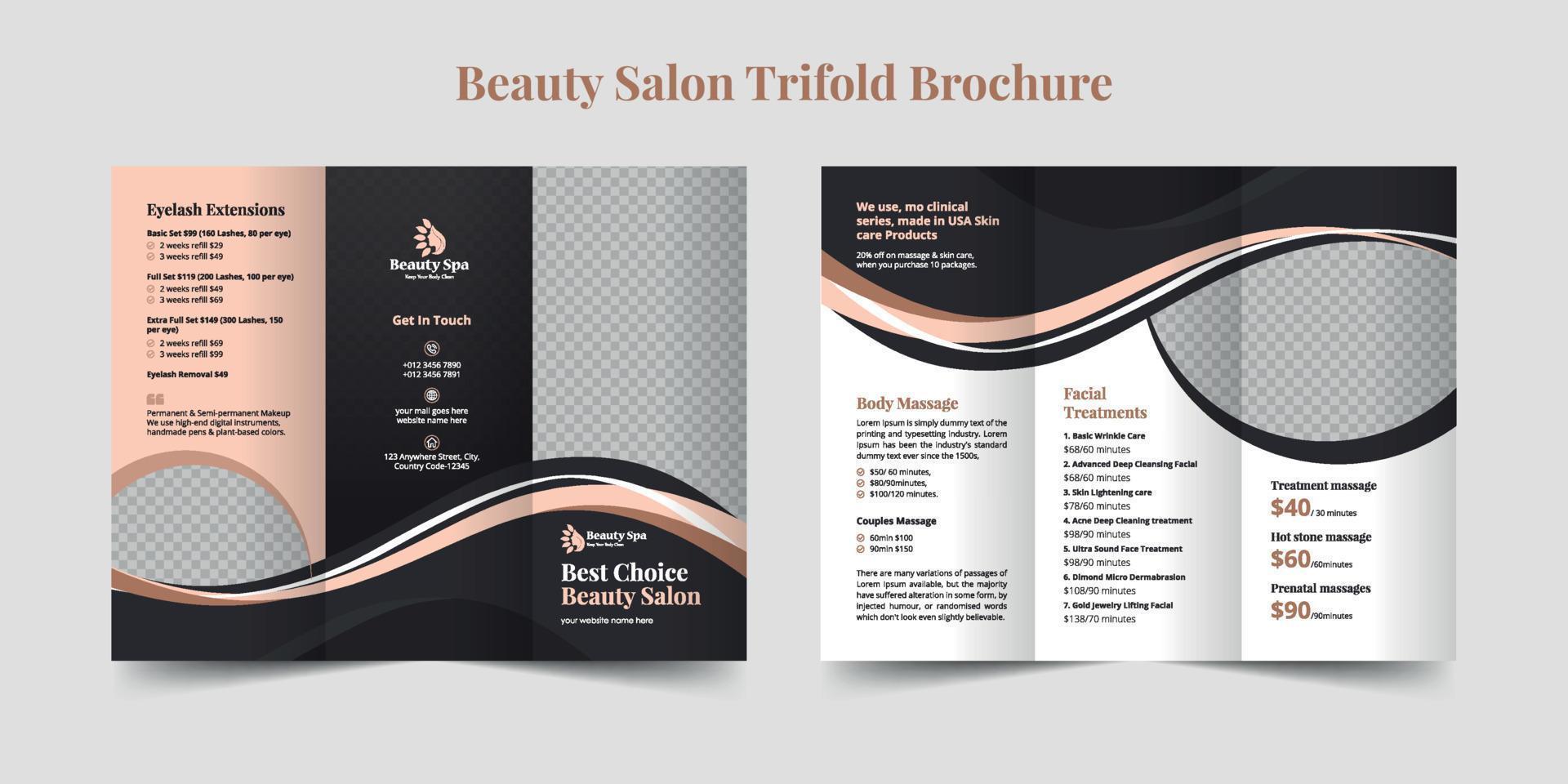 diseño de plantilla de folleto tríptico de salón de mujeres de spa de belleza creativa vector