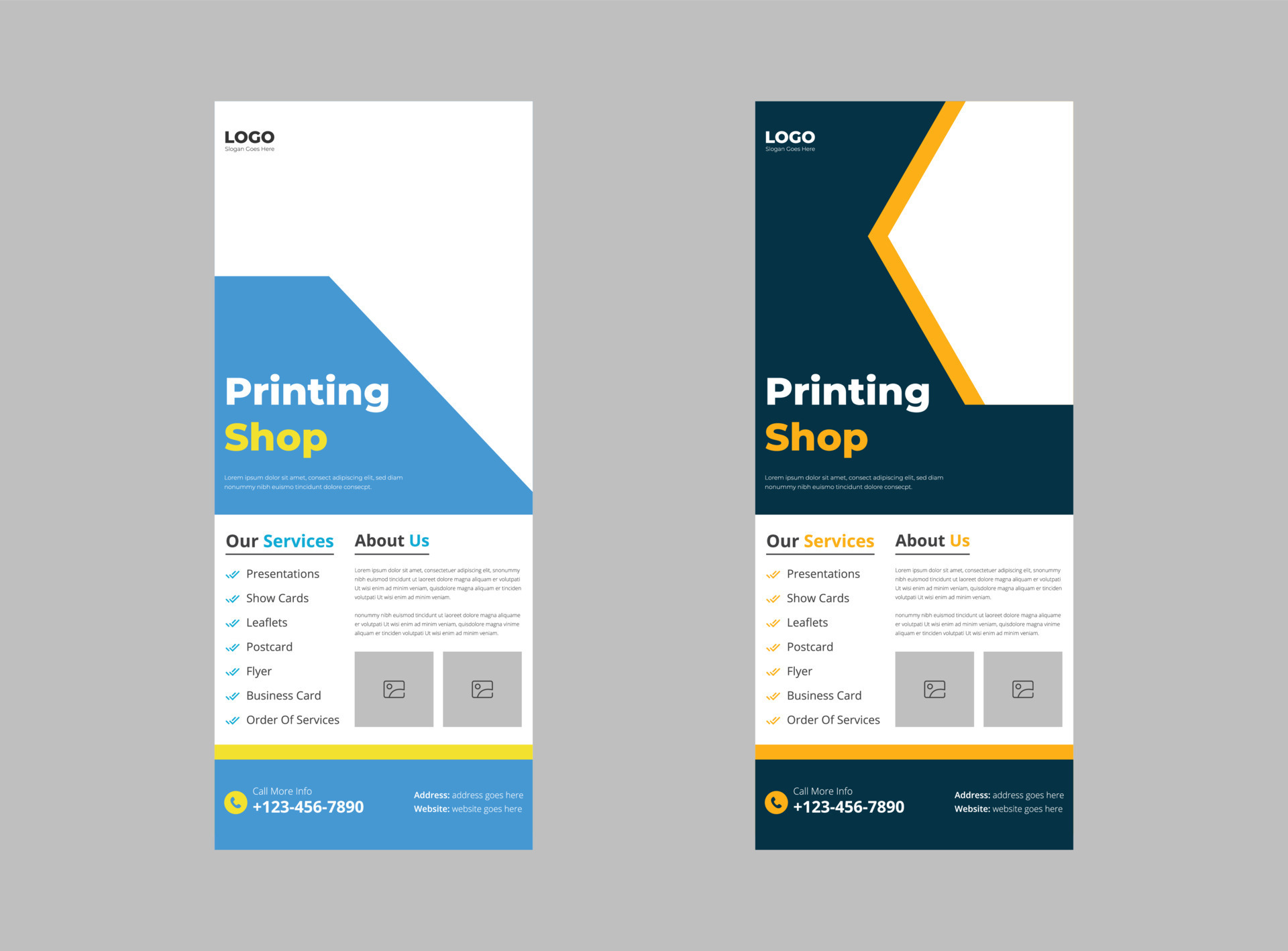 printing shop roll up banner template design. printing banner leaflet design.  cover, poster, roll up banner, print-ready 5161545 Vector Art at Vecteezy
