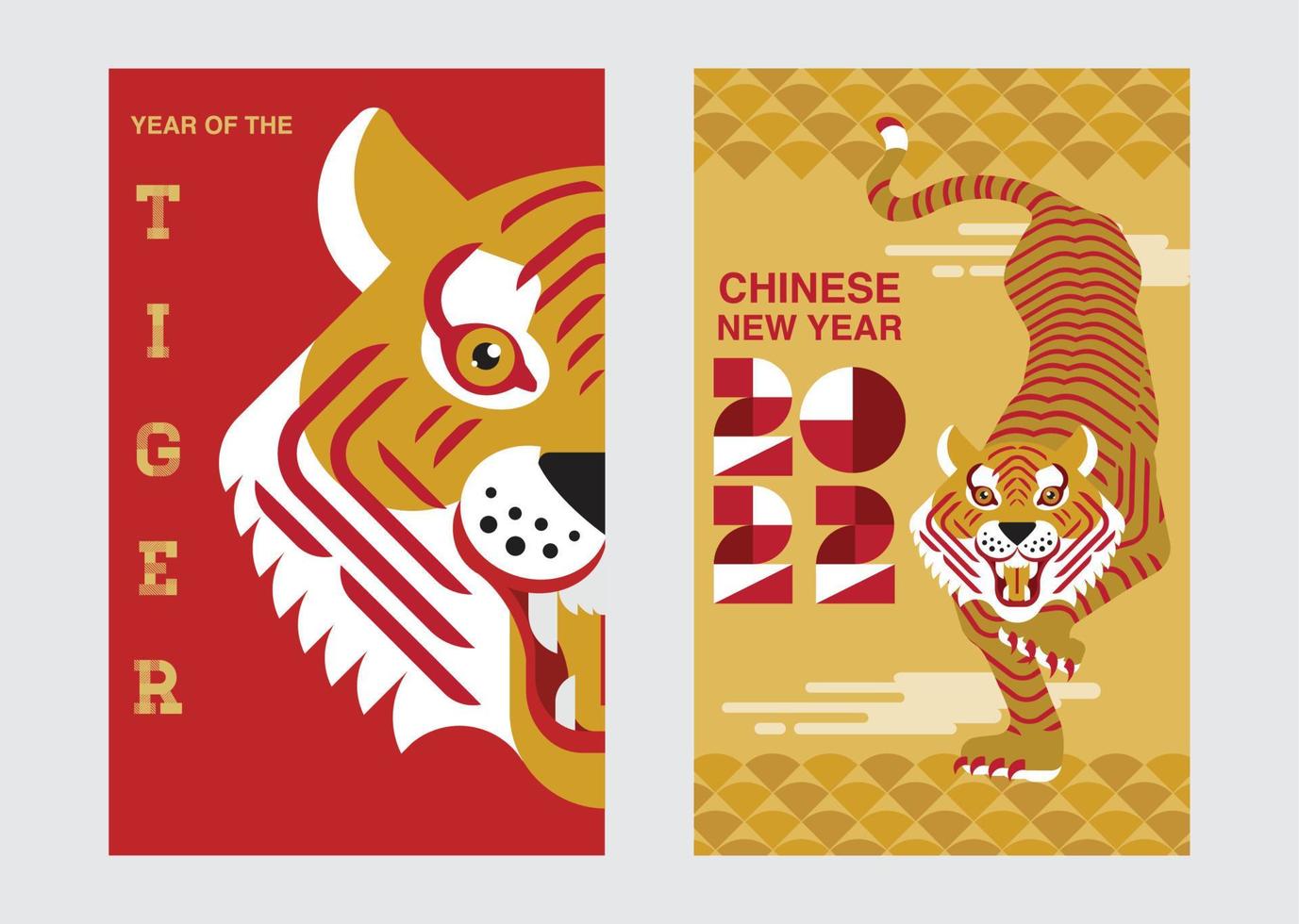 layout template, Chinese New Year, 2022, Year of the Tiger, greeting card, envelop vector