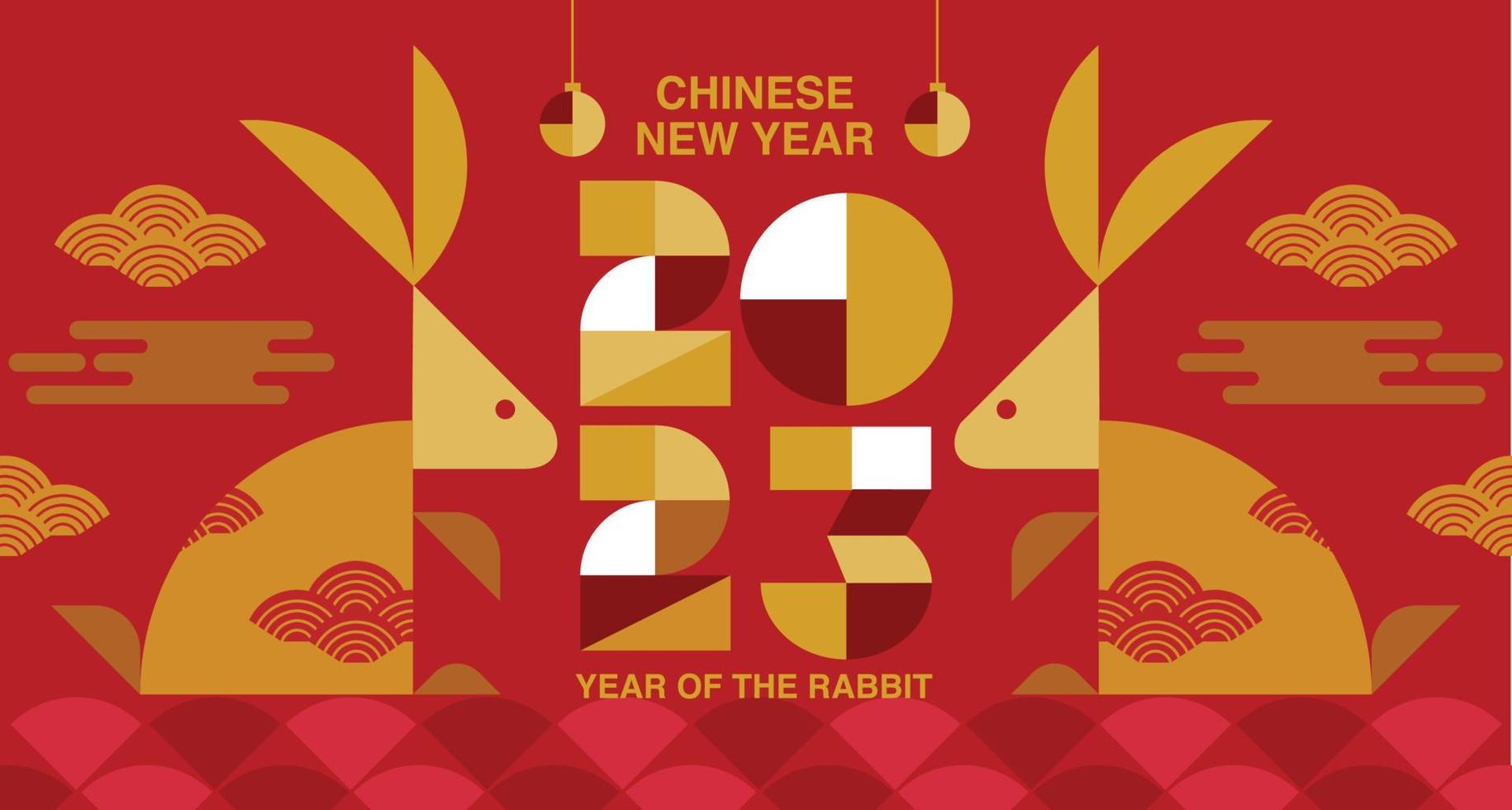 Happy new year, Chinese New Year 2023 , Year of the Rabbit , Chinese Traditional. vector