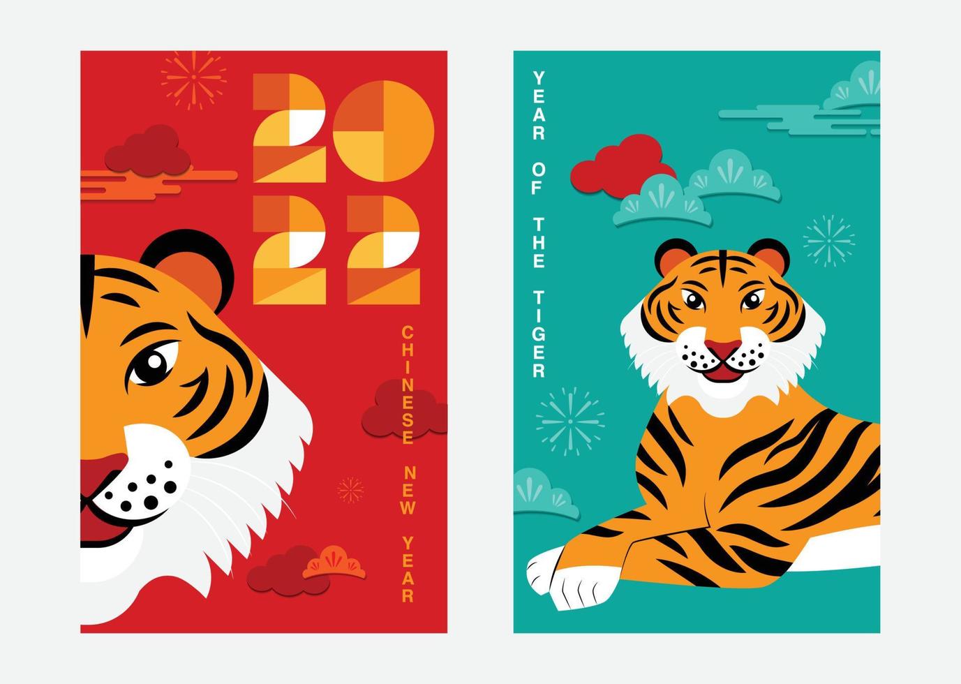 layout template, Chinese New Year, 2022, Year of the Tiger, greeting card, envelop vector