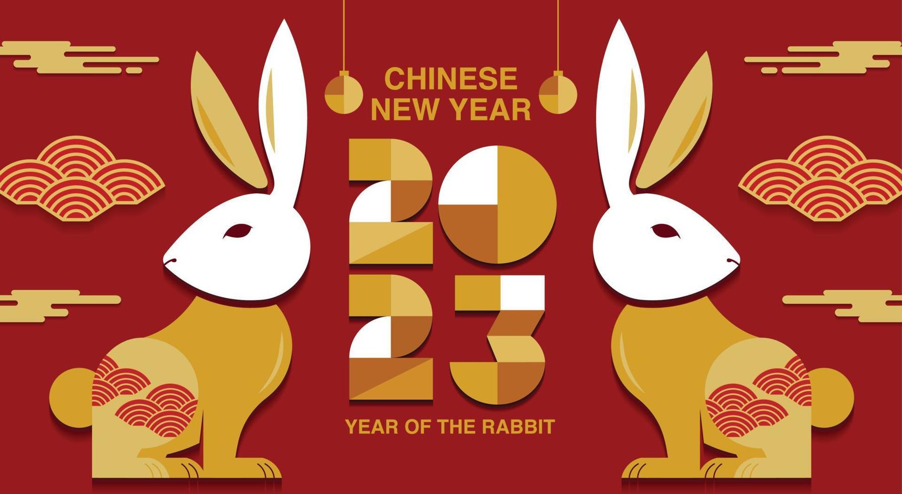 Happy New Year Chinese New Year 2023 Year Of The Rabbit Chinese Traditional 5161673 Vector Art At Vecteezy