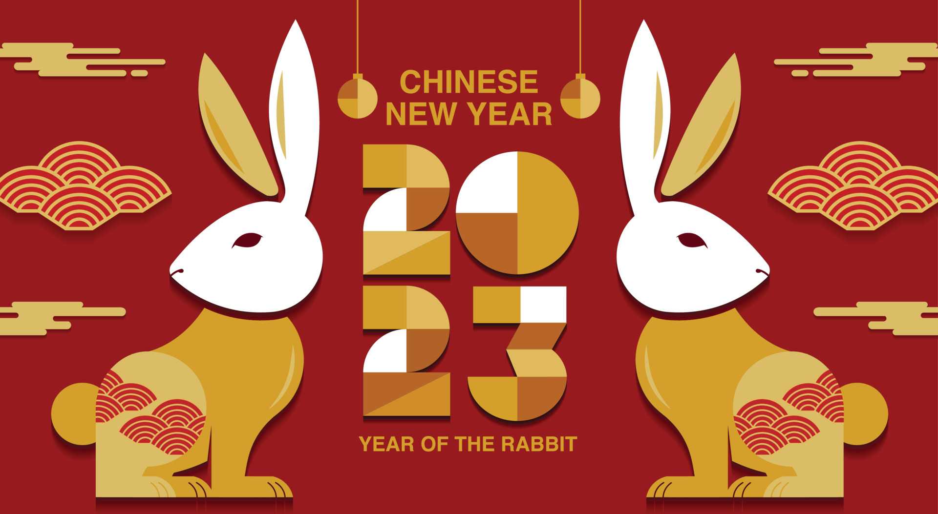 Happy chinese new year 2023 year of the rabbit 7719022 Vector Art at  Vecteezy