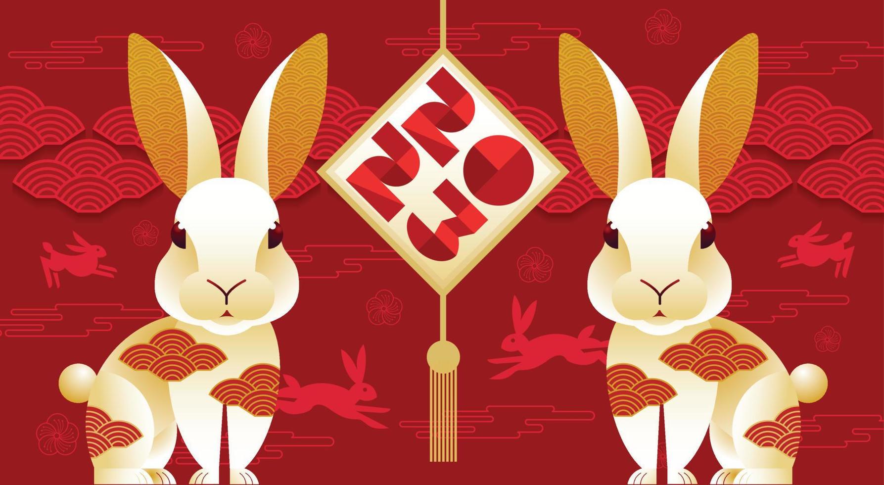 Happy new year, Chinese New Year 2023 , Year of the Rabbit , Chinese Traditional. vector
