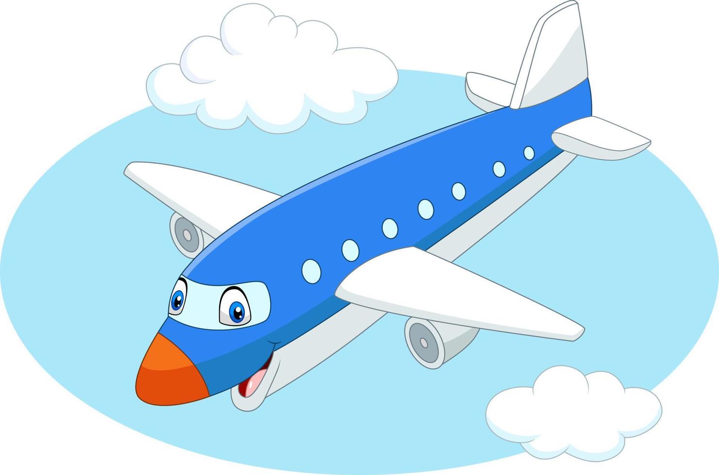 Cartoon airplane flying in the sky vector