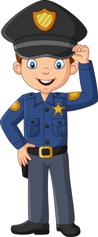 Cartoon smiling officer policeman standing vector