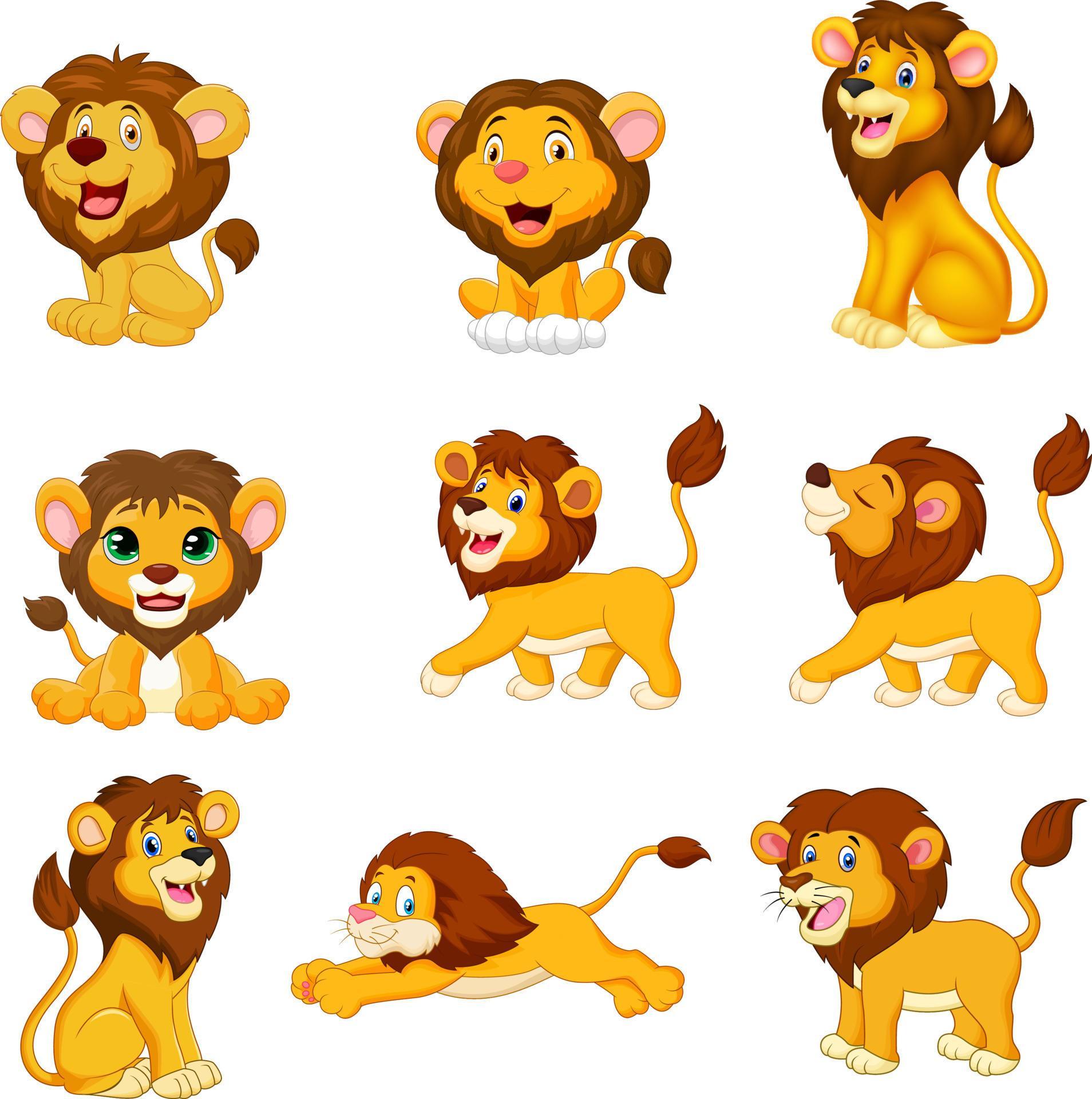 Cartoon lions collection set on white background 5161818 Vector Art at