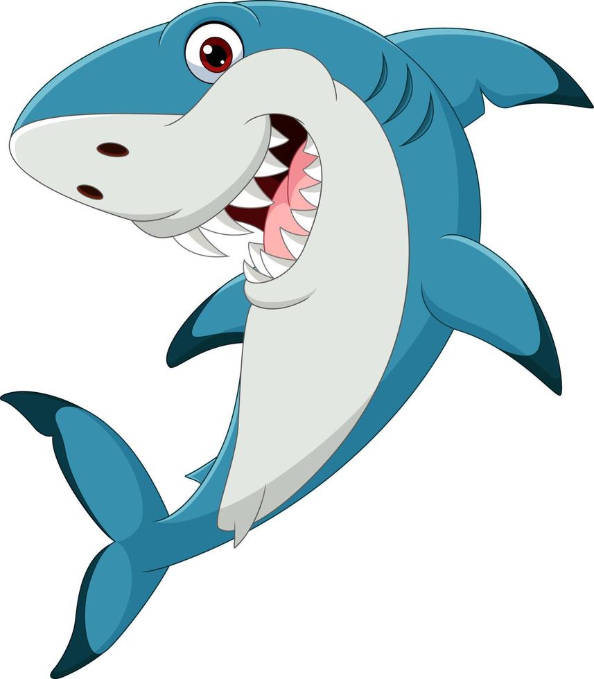 Cartoon funny shark isolated on white background vector