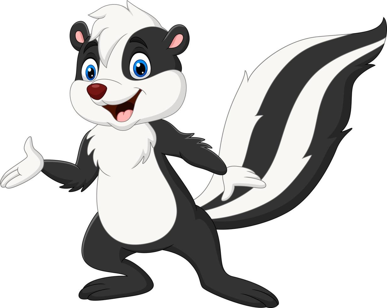 Cartoon skunk presenting on white background vector