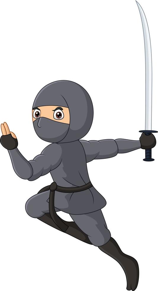 Cartoon ninja on white background vector