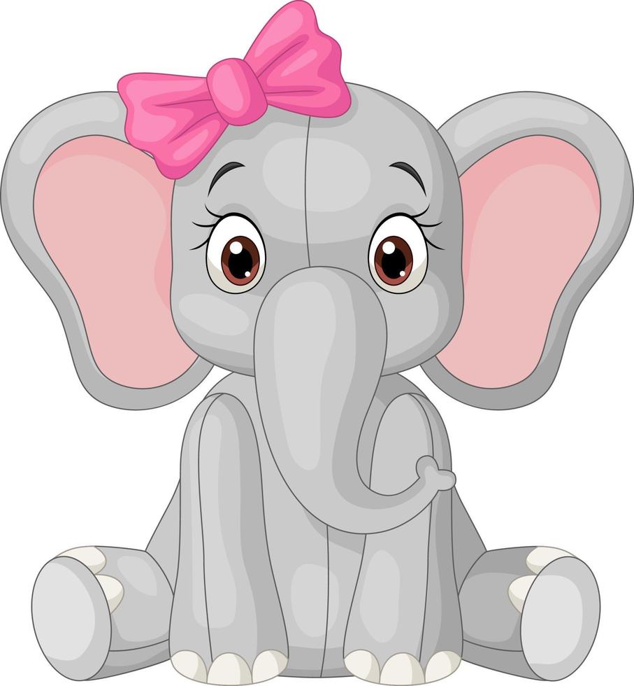 Cute little elephant girl sitting vector