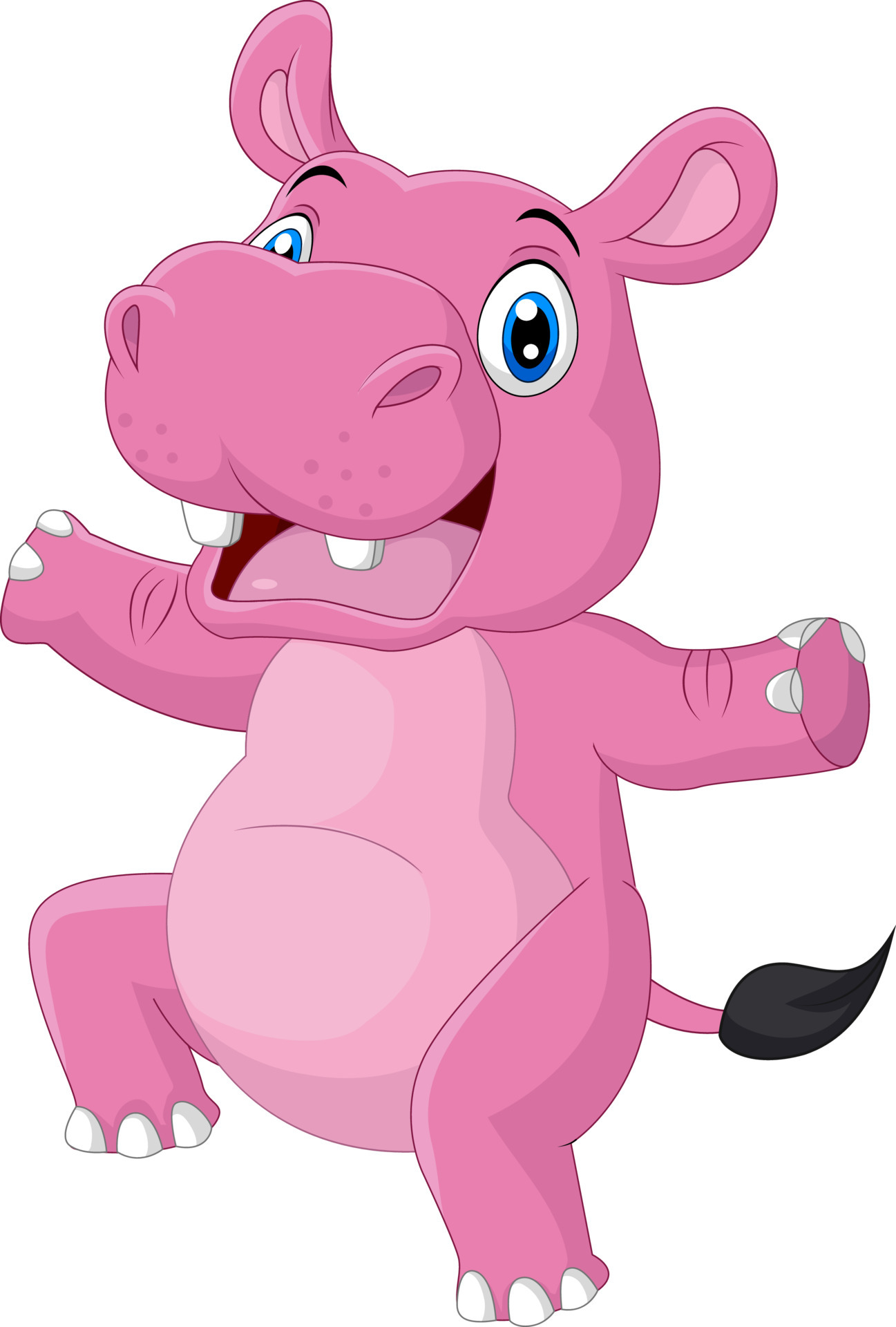 Cartoon happy hippo dancing on white background 5161900 Vector Art at ...