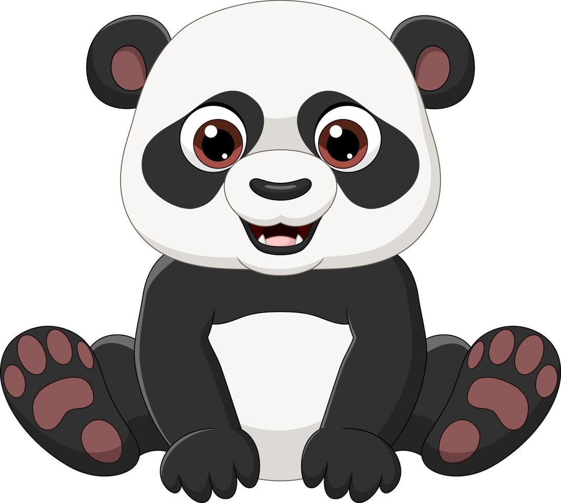 Lindo pequeño panda sentado aislado sobre fondo blanco. vector