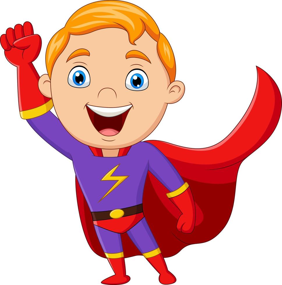 Cartoon superhero boy isolated on white background vector