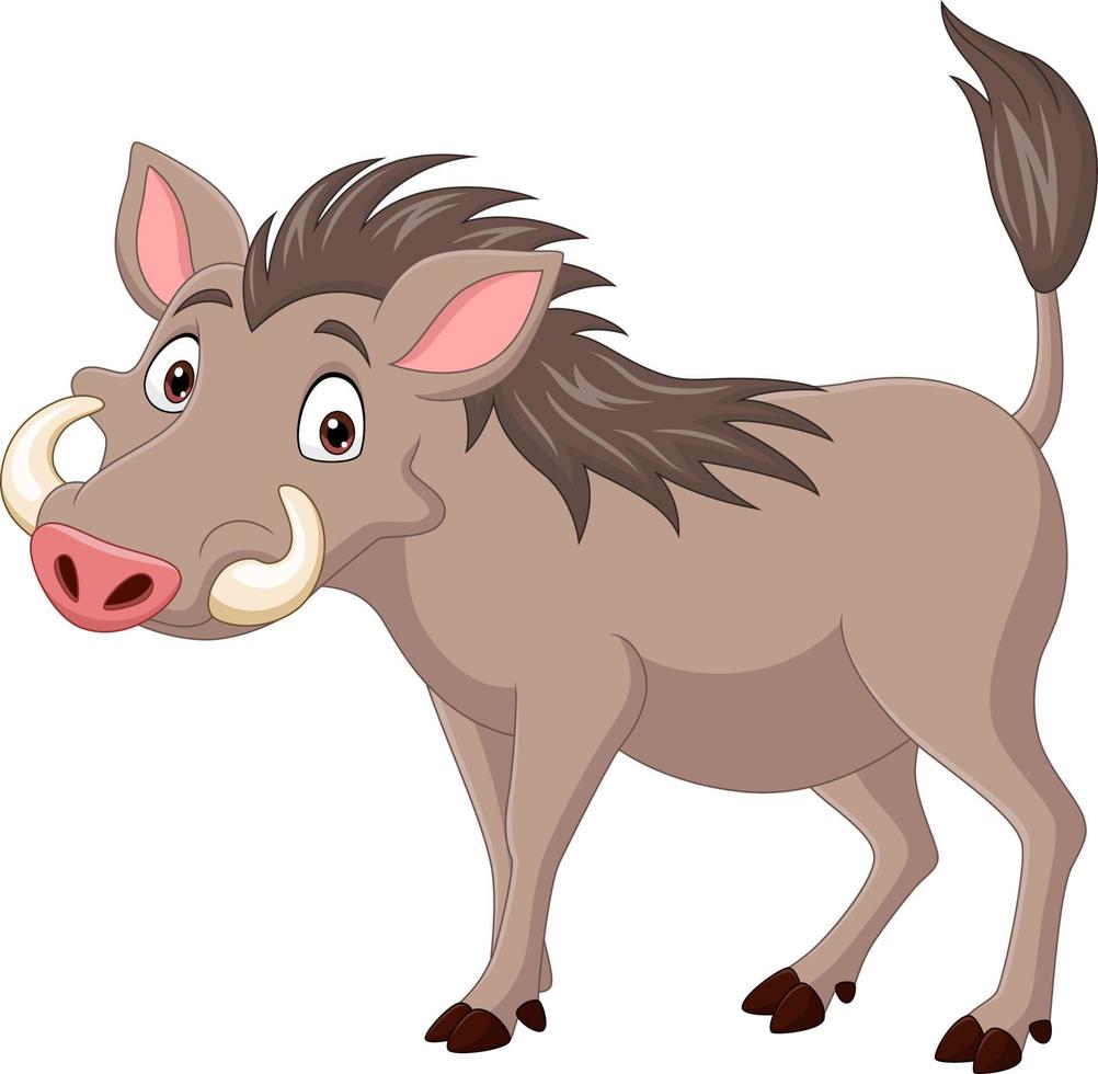 Cartoon warthog isolated on white background vector