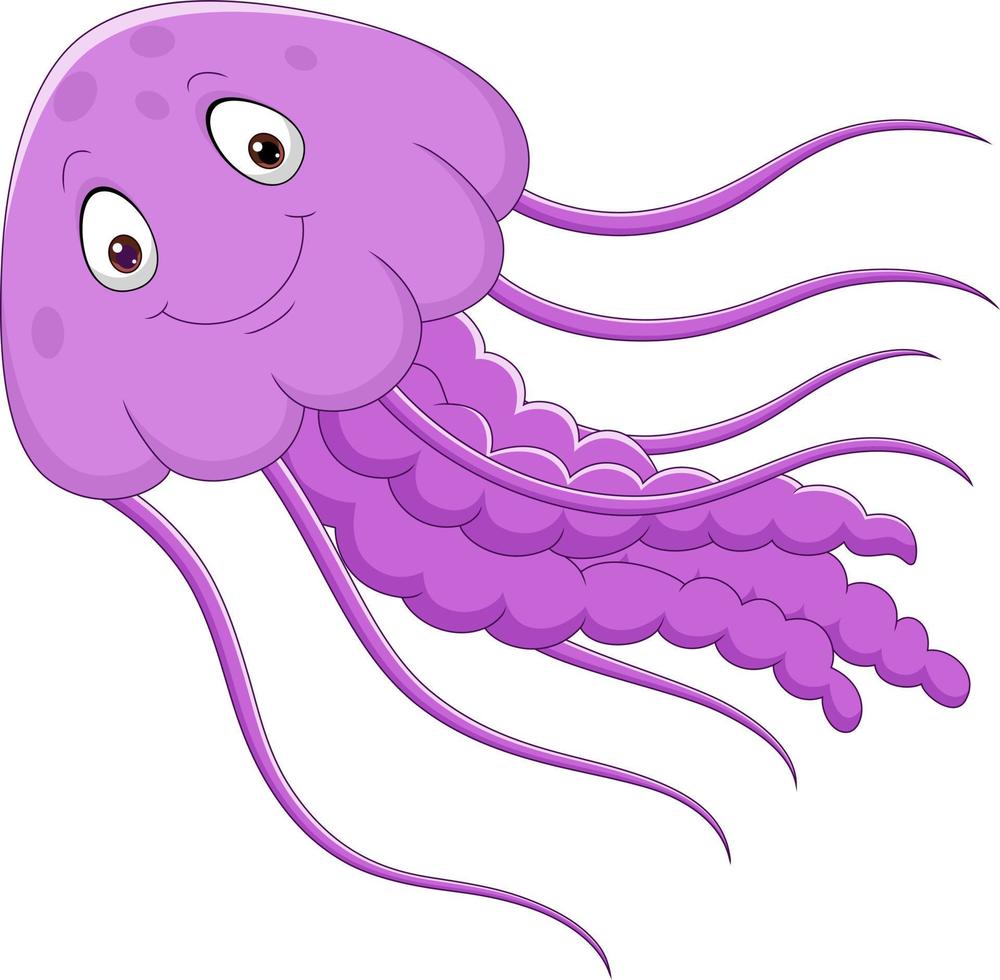 Cartoon funny jellyfish on white background vector