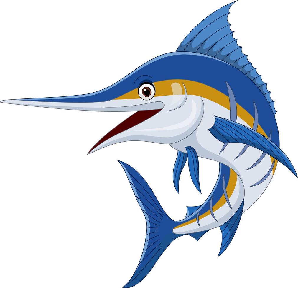 Cartoon marlin fish isolated on a white background vector