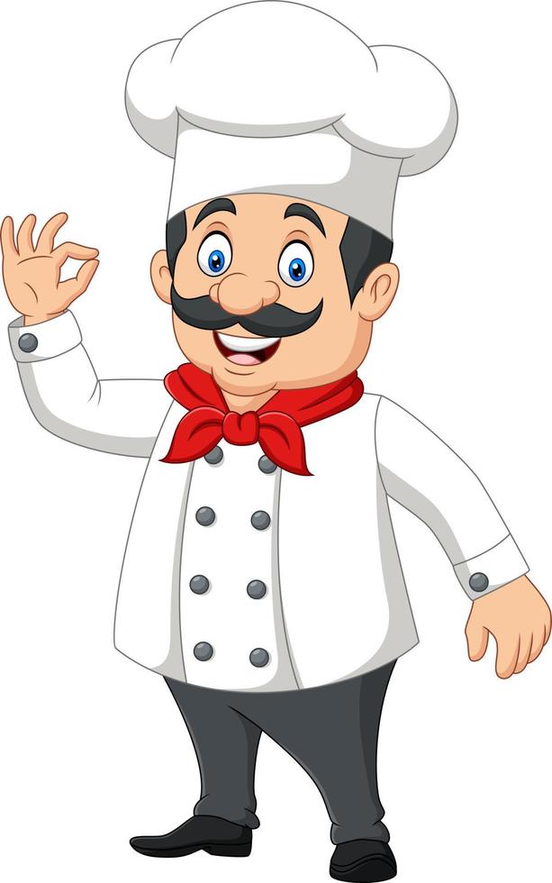 Cartoon happy chef with ok sign vector