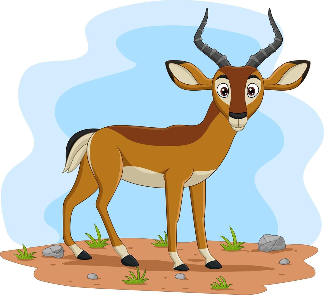 Cartoon impala in the field vector
