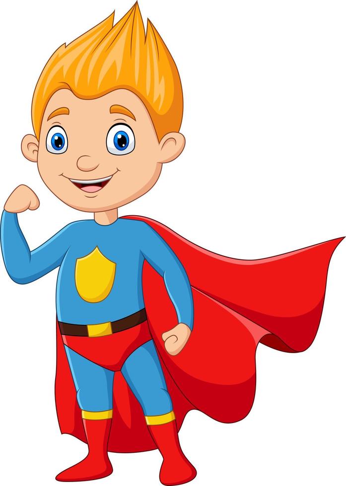 Cartoon superhero boy isolated on white background vector