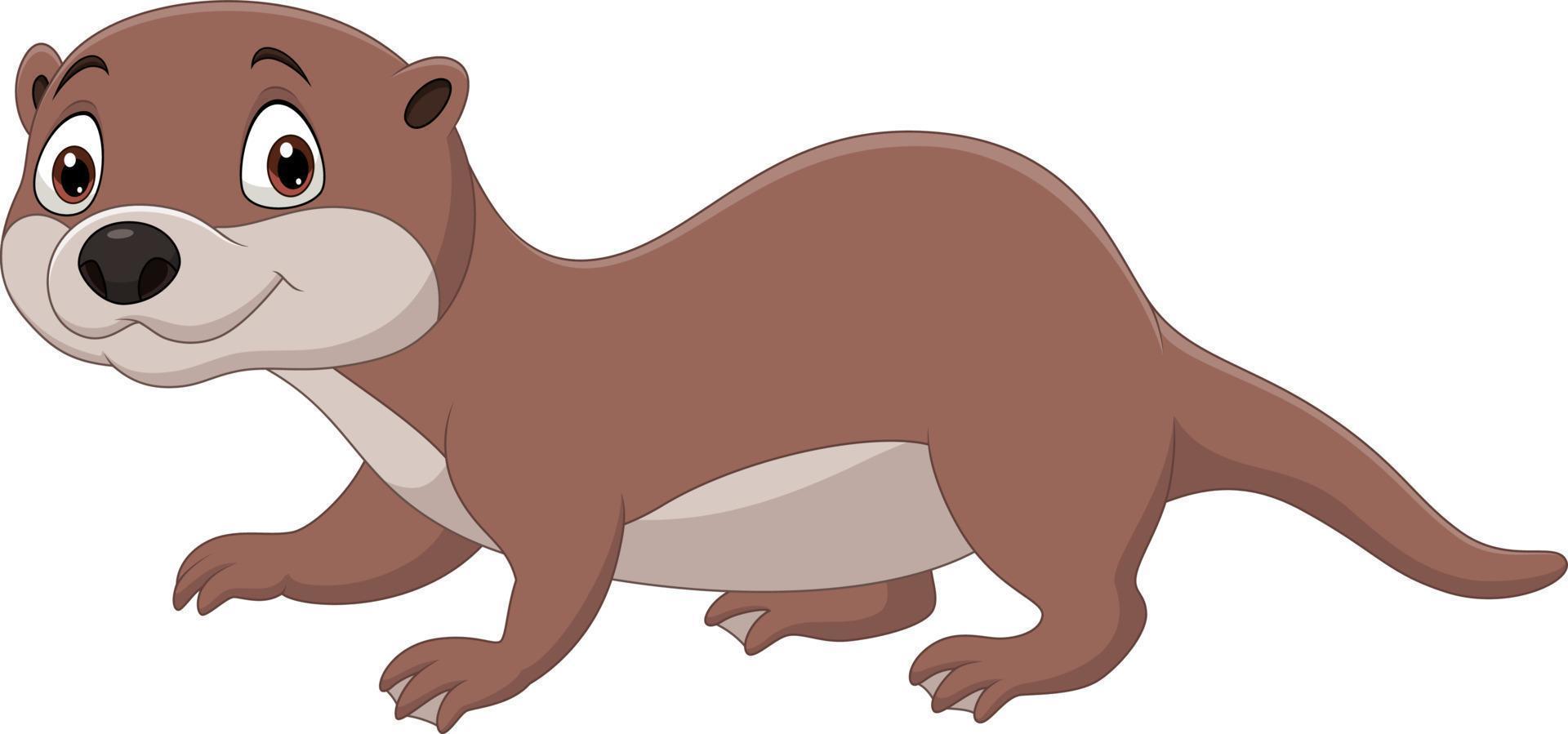 caricatura, lindo, nutria, aislado, blanco, plano de fondo vector