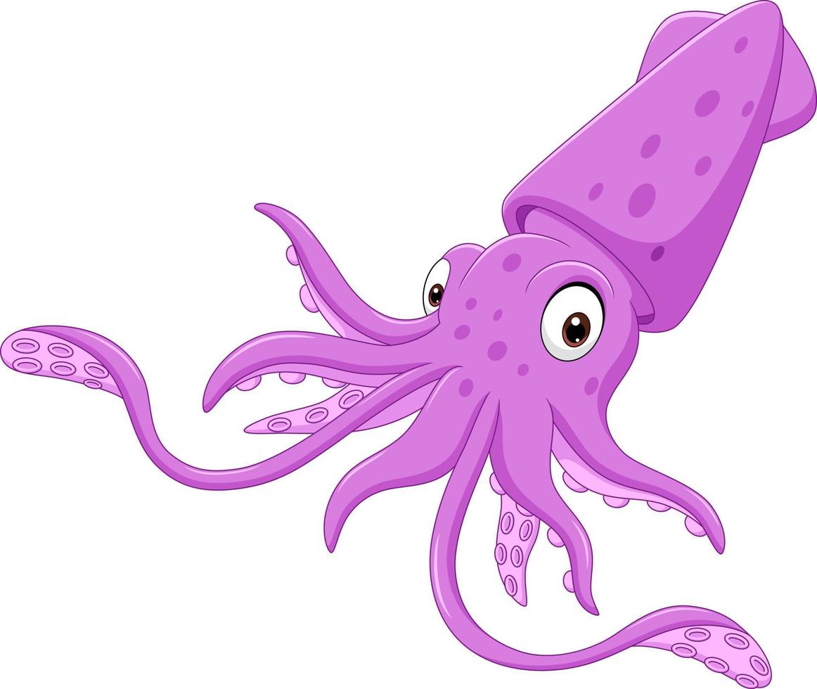 Cartoon purple squid isolated on white background vector