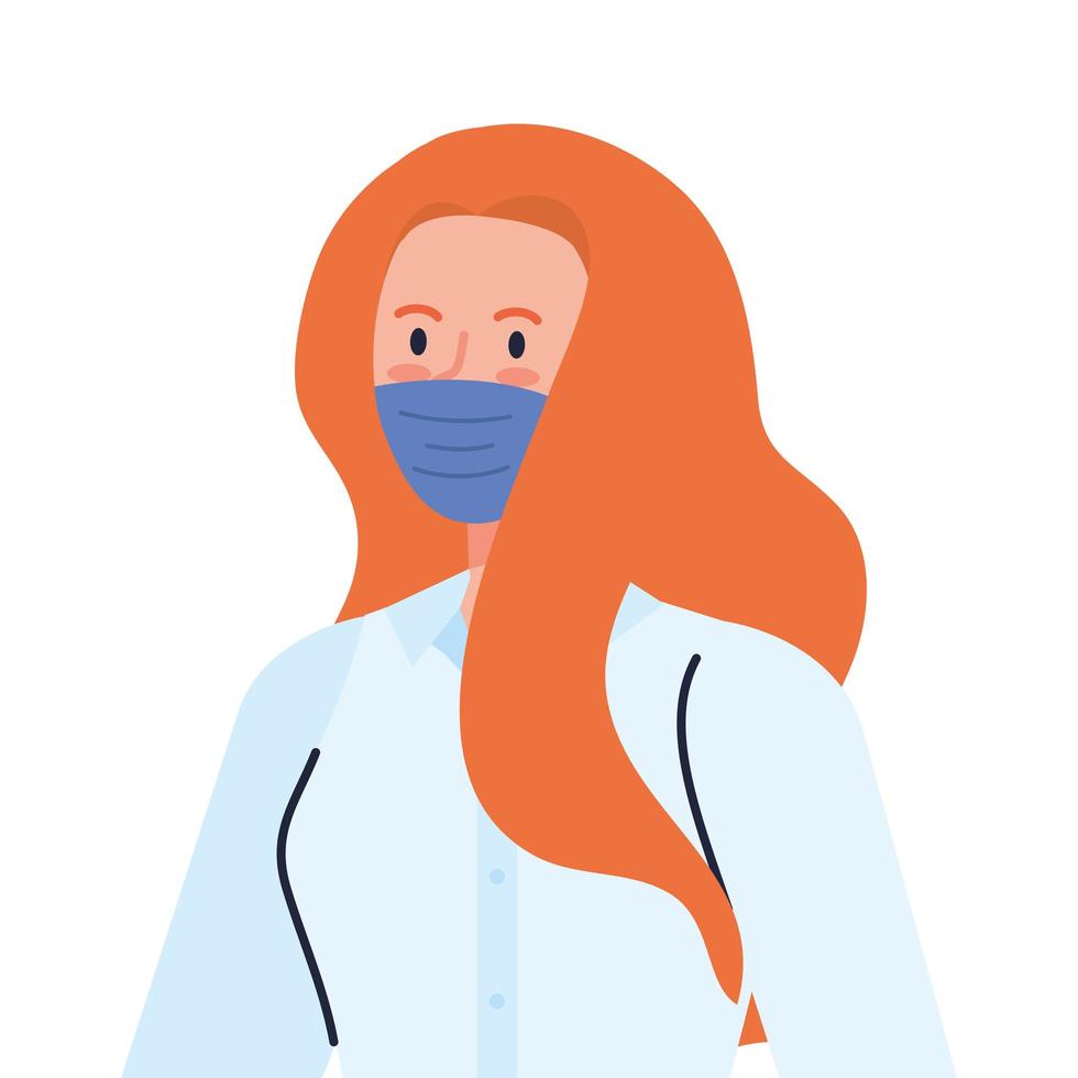 woman using medical protective mask against covid 19 vector