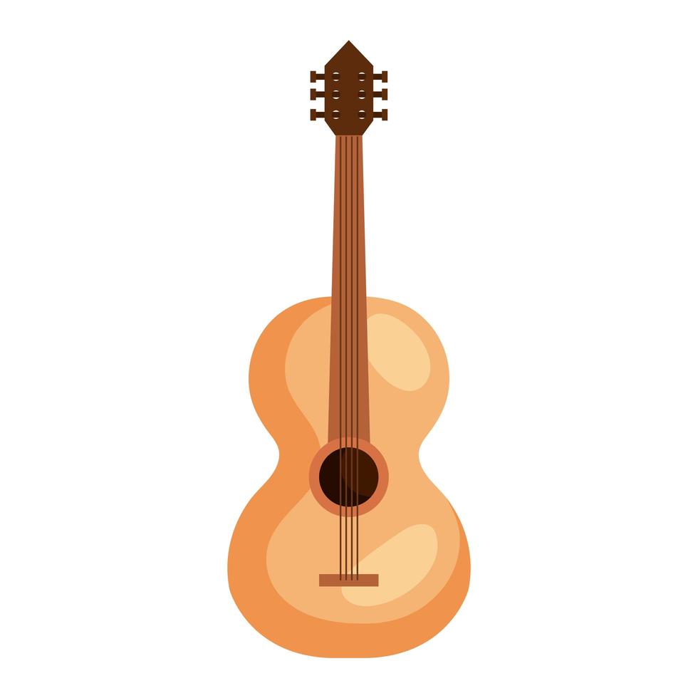 classical wooden guitar, string plucked musical instrument vector