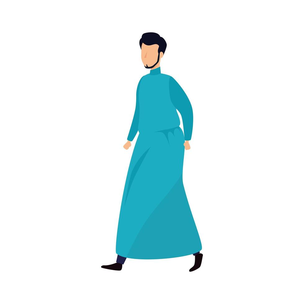 muslim man with traditional clothes on white background vector