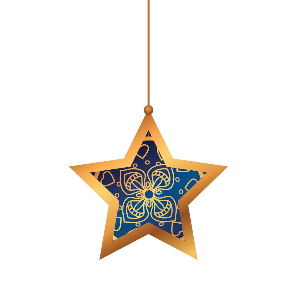 golden star hanging, magical shiny on white basckground vector